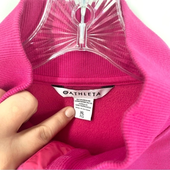ATHLETA Triumph Hybrid Half Zip Sweatshirt Hot Pink - Picture 9 of 15